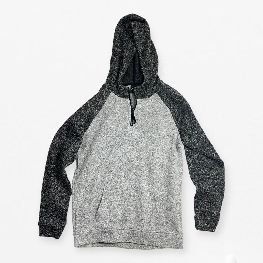 Set of 2 Boys Youth Charcoal Heather Gray Knit Quarter-Zip Sweater hoodie 14 - Picture 2 of 5